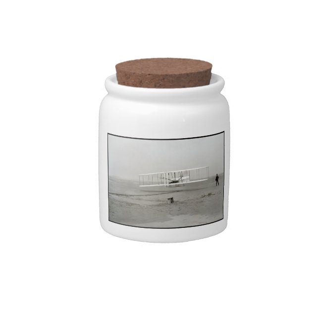 Wright Brothers Flyer First Plane Flight Aviation Candy Jar (Front)