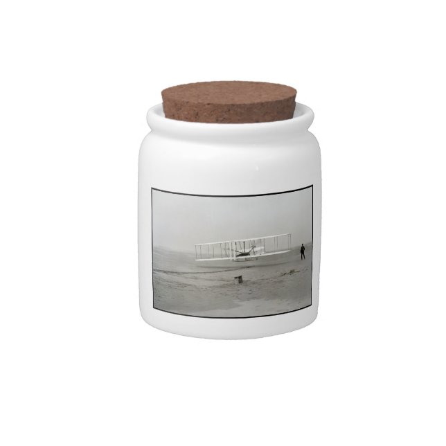 Wright Brothers Flyer First Plane Flight Aviation Candy Jar (Front)