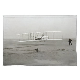 Wright Brothers Flyer First Plane Flight Aviation Cloth Placemat