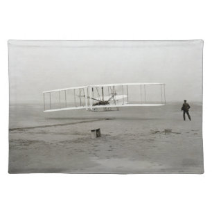 Wright Brothers Flyer First Plane Flight Aviation Cloth Placemat