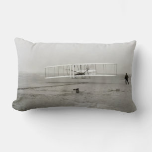 Wright Brothers Flyer First Plane Flight Aviation Lumbar Pillow