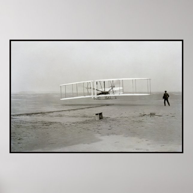 Wright Brothers Flyer First Plane Flight Aviation Poster (Front)