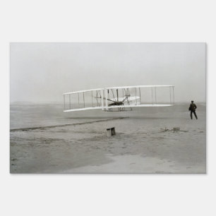 Wright Brothers Flyer First Plane Flight Aviation Sign