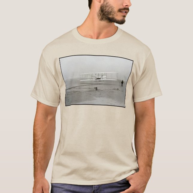 Wright Brothers Flyer First Plane Flight Aviation T-Shirt (Front)
