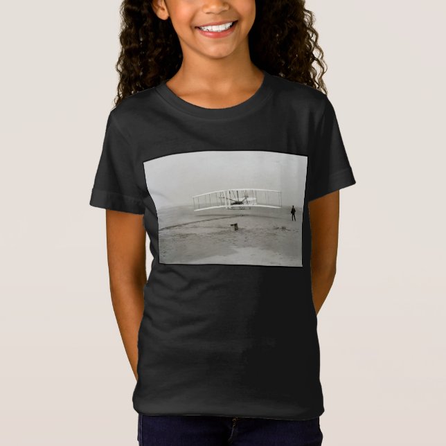 Wright Brothers Flyer First Plane Flight Aviation T-Shirt (Front)