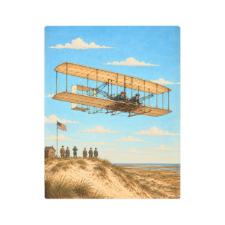 Wright Brothers Flyer Over Kitty Hawk Metal Print