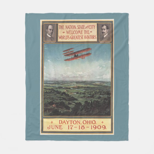Wright Brothers Plane Fleece Blanket (Front)