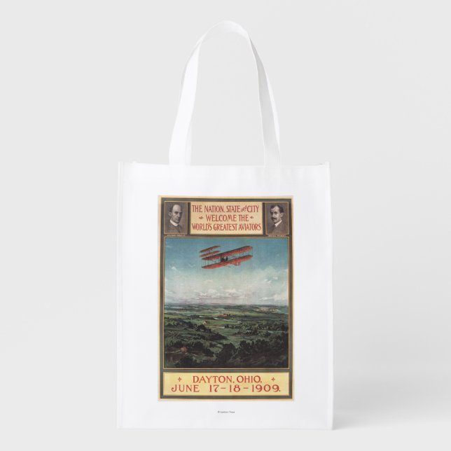 Wright Brothers Plane Grocery Bag (Front)