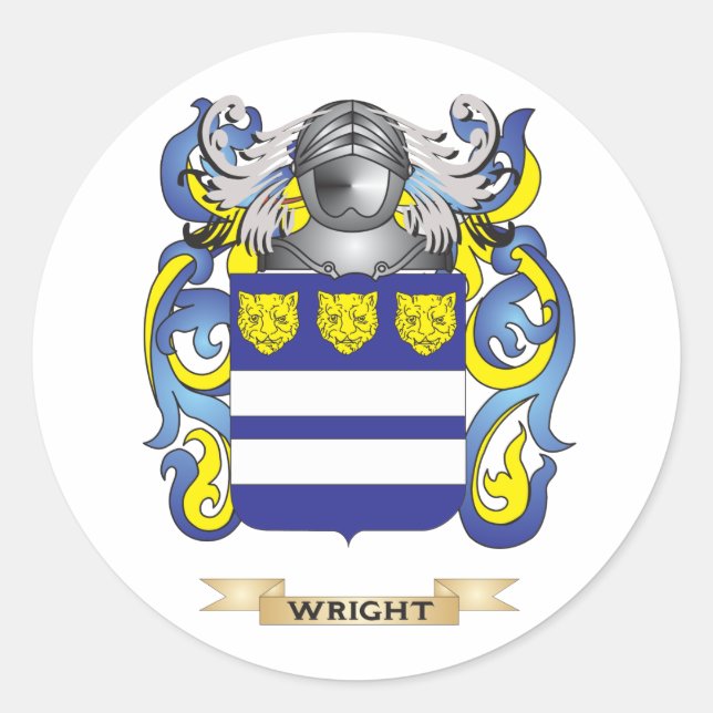 Wright Family Crest (Coat of Arms) Classic Round Sticker (Front)