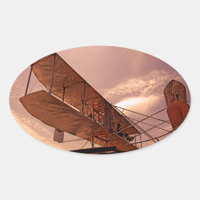 Wright Flyer Aircraft Oval Sticker (Front)