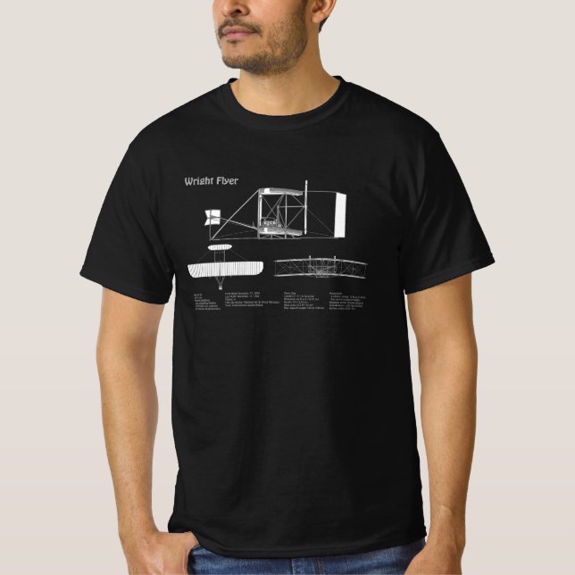 Wright Flyer- Airplane Blueprint Drawing Plans ABD T-Shirt (Front)