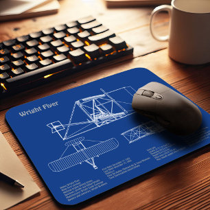Wright Flyer- Airplane Blueprint Drawing Plans AD Mouse Pad