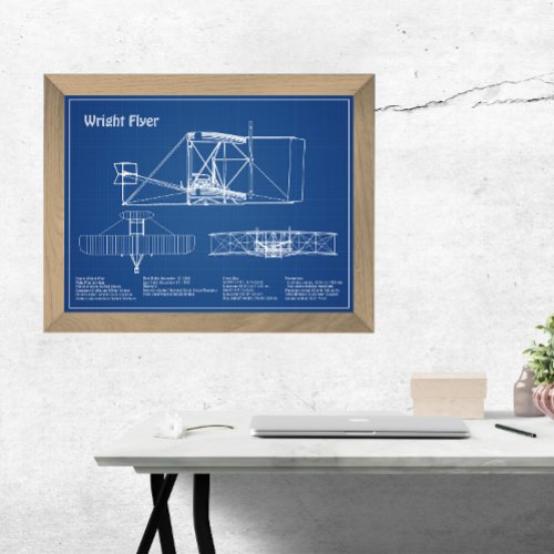 Wright Flyer_ Airplane Blueprint Drawing Plans AD Photo Print