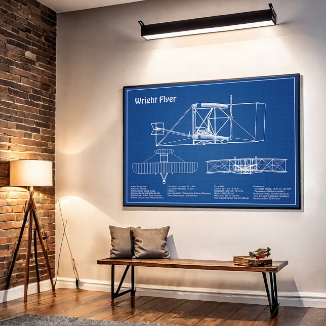 Wright Flyer- Airplane Blueprint Drawing Plans AD Poster (Creator Uploaded)