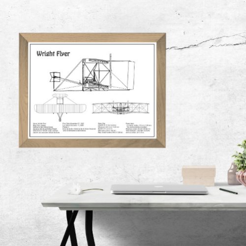 Wright Flyer_ Airplane Blueprint Drawing Plans BD Photo Print