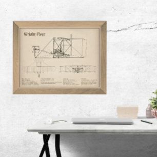 Wright Flyer- Airplane Blueprint Drawing Plans SD Photo Print