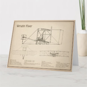 Wright Flyer- Airplane Blueprint Drawing Plans SD Thank You Card