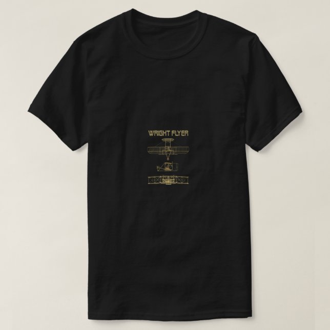 Wright Flyer Plane Blueprint Schematics Diagram  T-Shirt (Design Front)