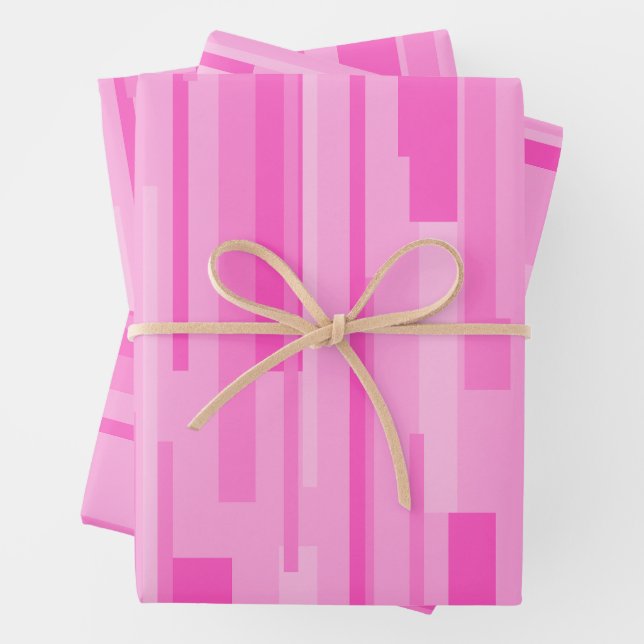 Wright Hot Pink Mid Century Modern Pattern Wrapping Paper Sheets (In situ)
