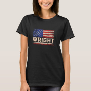 Wright Last Name Shirt Wright Name American Flag