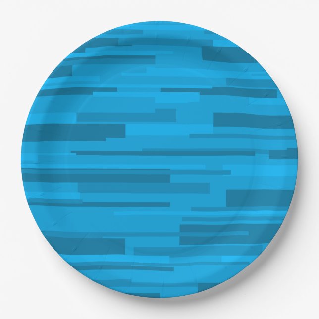 Wright Mid Century Modern Modernist Pattern Blue Paper Plates (Front)