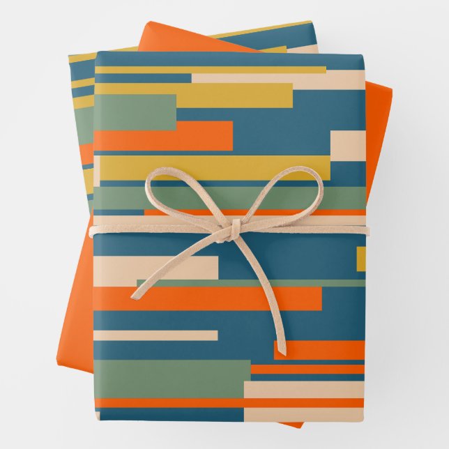 Wright Retro Modern Abstract Geometric Pattern Wrapping Paper Sheets (In situ)
