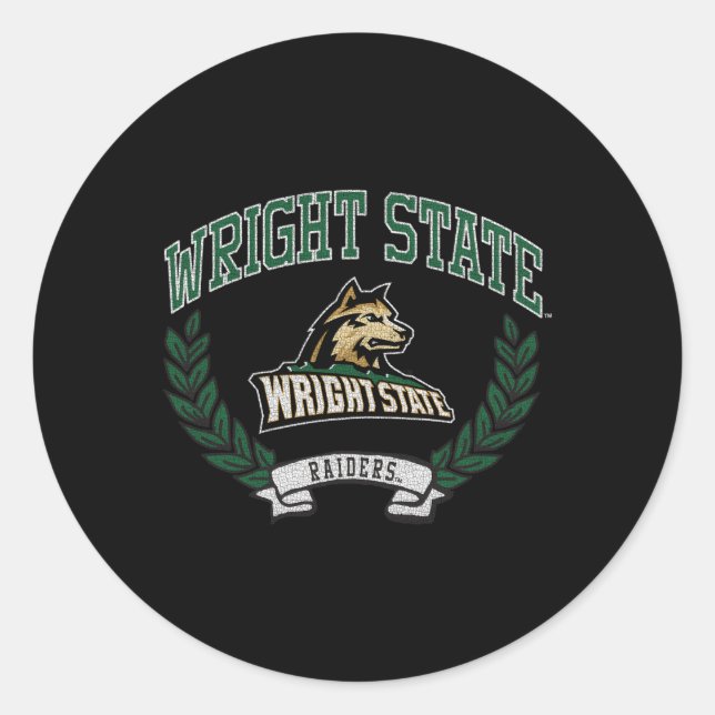 Wright State Raiders Victory Heather Gray Classic Round Sticker (Front)