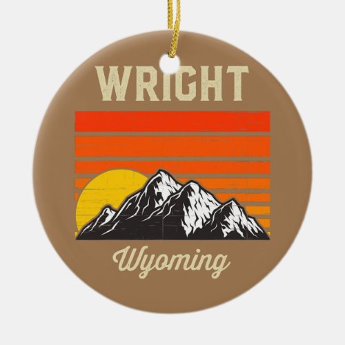 Wright Wyoming Retro City State USA  Ceramic Ornament