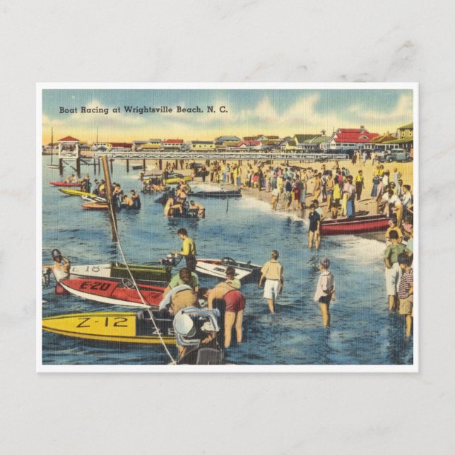 Wrightsville Beach North Carolina Boat Racing Postcard (Front)