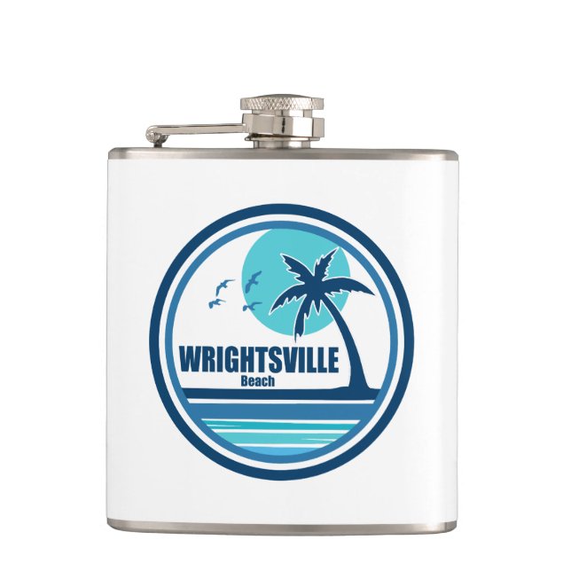 Wrightsville Beach North Carolina Palm Tree Birds Flask (Front)