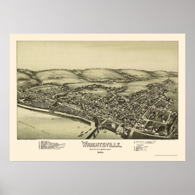 Wrightsville, PA Panoramic Map - 1894 Poster (Front)