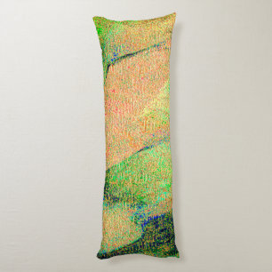 Wrinkled leather style and green salmon worn paint body pillow