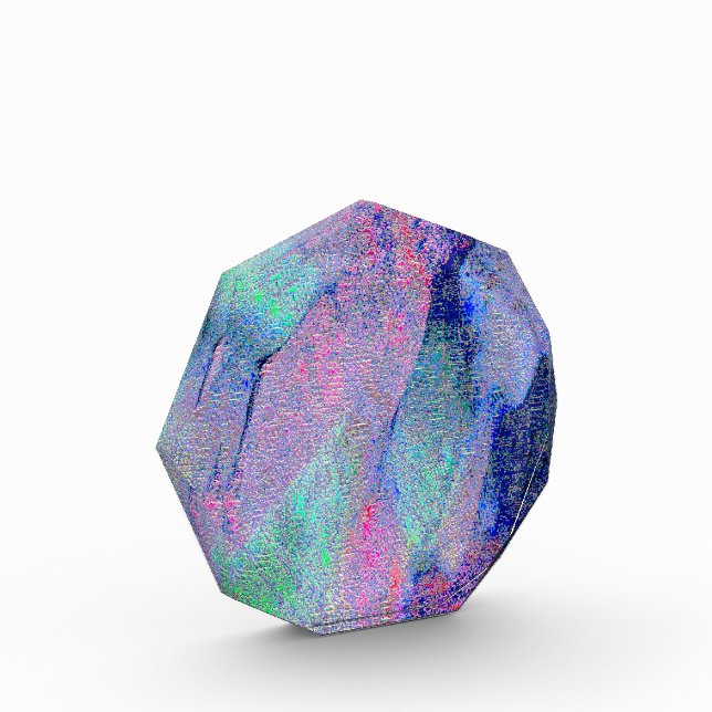 Wrinkled leather style with worn paint, bluish acrylic award (Left)