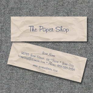 Wrinkled Paper Handwriting Skinny Business Card