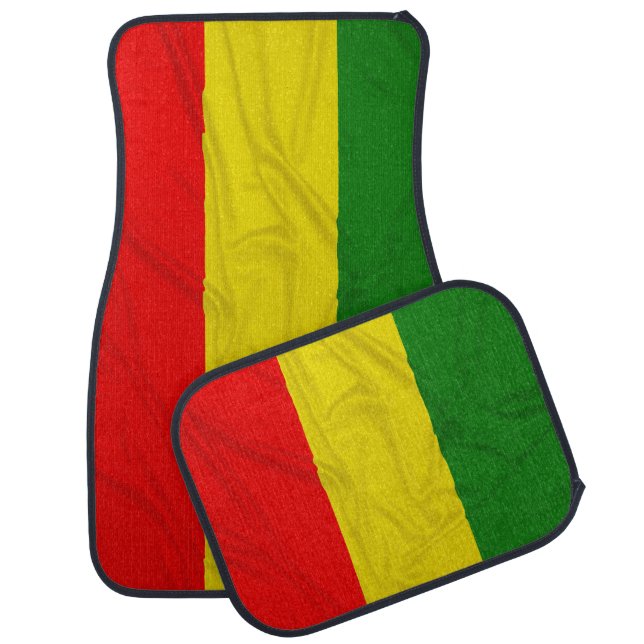 Wrinkled Rastafarian Flag Car Mat (Set)