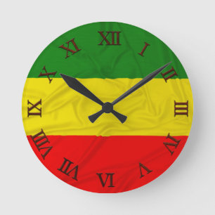 Wrinkled Rastafarian Flag Round Clock
