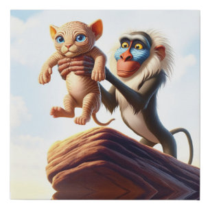 Wrinkled Sphynx Kitten Faux Canvas Print