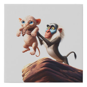 Wrinkled Sphynx Kitten Faux Canvas Print