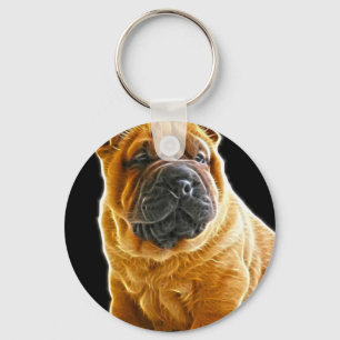 Wrinkles, The Chinese Shar Pei Puppy Dog Keychain