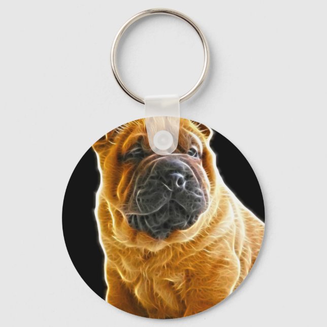 Wrinkles, The Chinese Shar Pei Puppy Dog Keychain (Front)