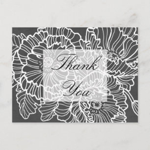 Wrinkly hand drawn flowers poppies thank you card