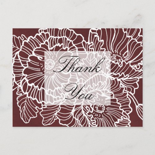 Wrinkly hand drawn flowers poppies thank you card