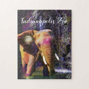 Wrinkly Wonders Colorful Elephant Waterfall Jigsaw Puzzle