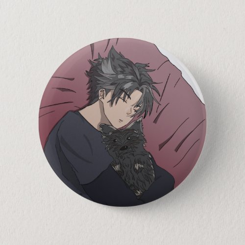 Wriothesly with dog Fanart Genshin Impact badge  Button