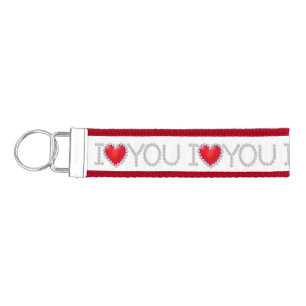 Wrist Keychain/I love you with Red Heart Diamonds Keychain