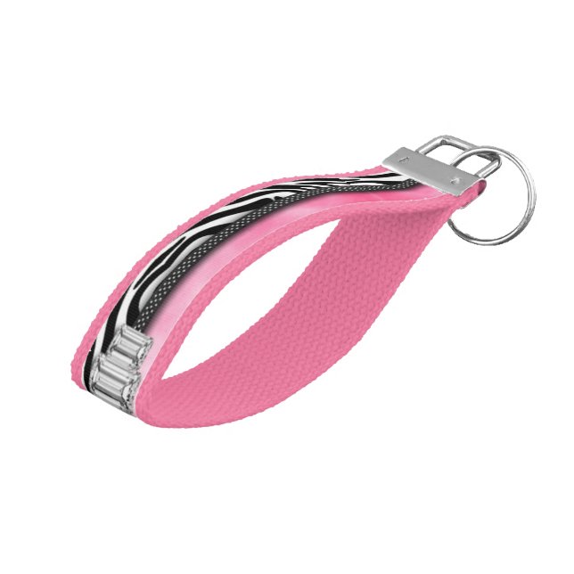 Wrist Keychain/Zebra and Diamonds Keychain (Angled Up)