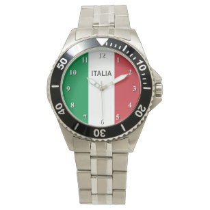 Wrist watch for men with flag of Italy