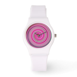 Wrist watch pink spiral pattern