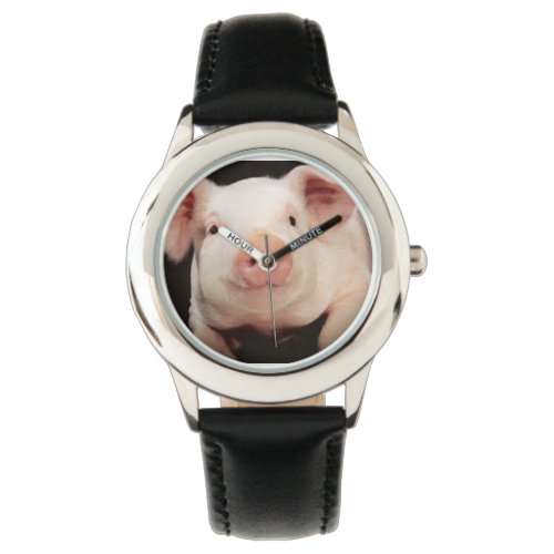 Wrist watch with picture of pig