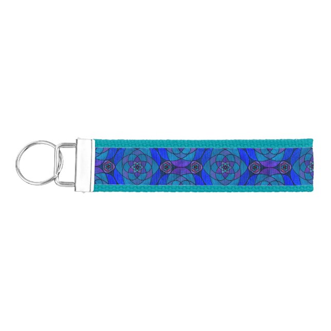 Wristlet keychain with rich jewel-toned mandala (Keys on Left)